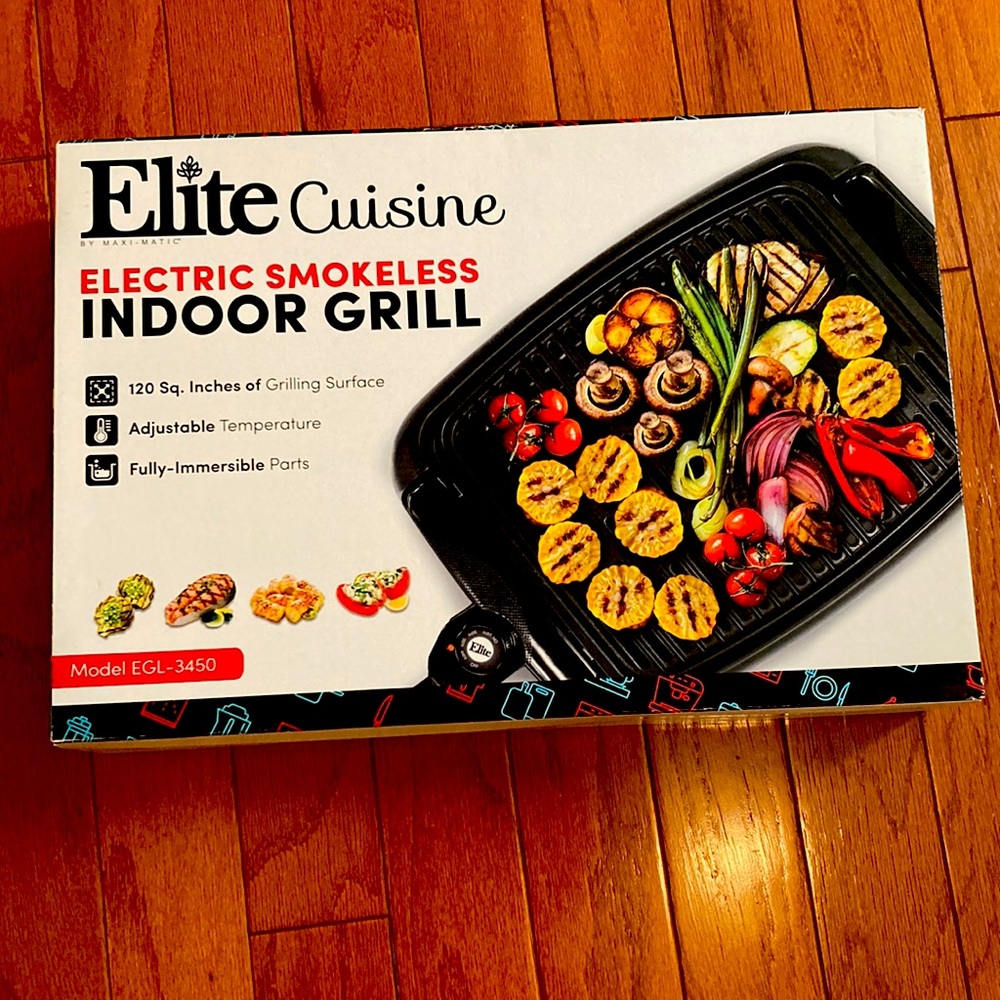 NEW in box Elite Cuisine Electric Smokeless Indoor Grill